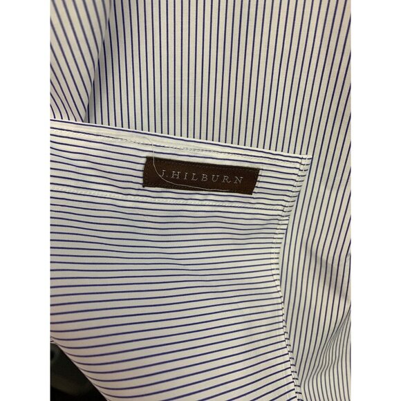 Mens J. Crew Slim Fit Blue & White Striped Dress Shirt Size M - Picture 8 of 9